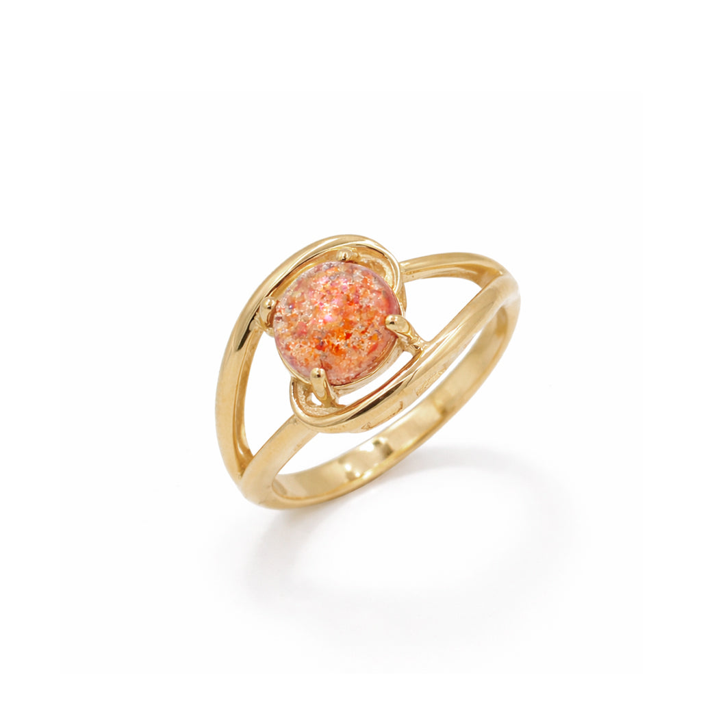 Sunstone Round Cabochon Two Layer Designer Ring