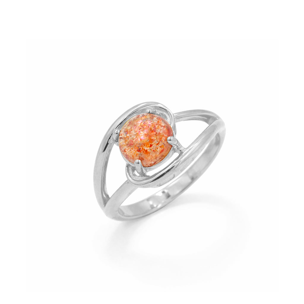 Sunstone Round Cabochon Two Layer Designer Ring