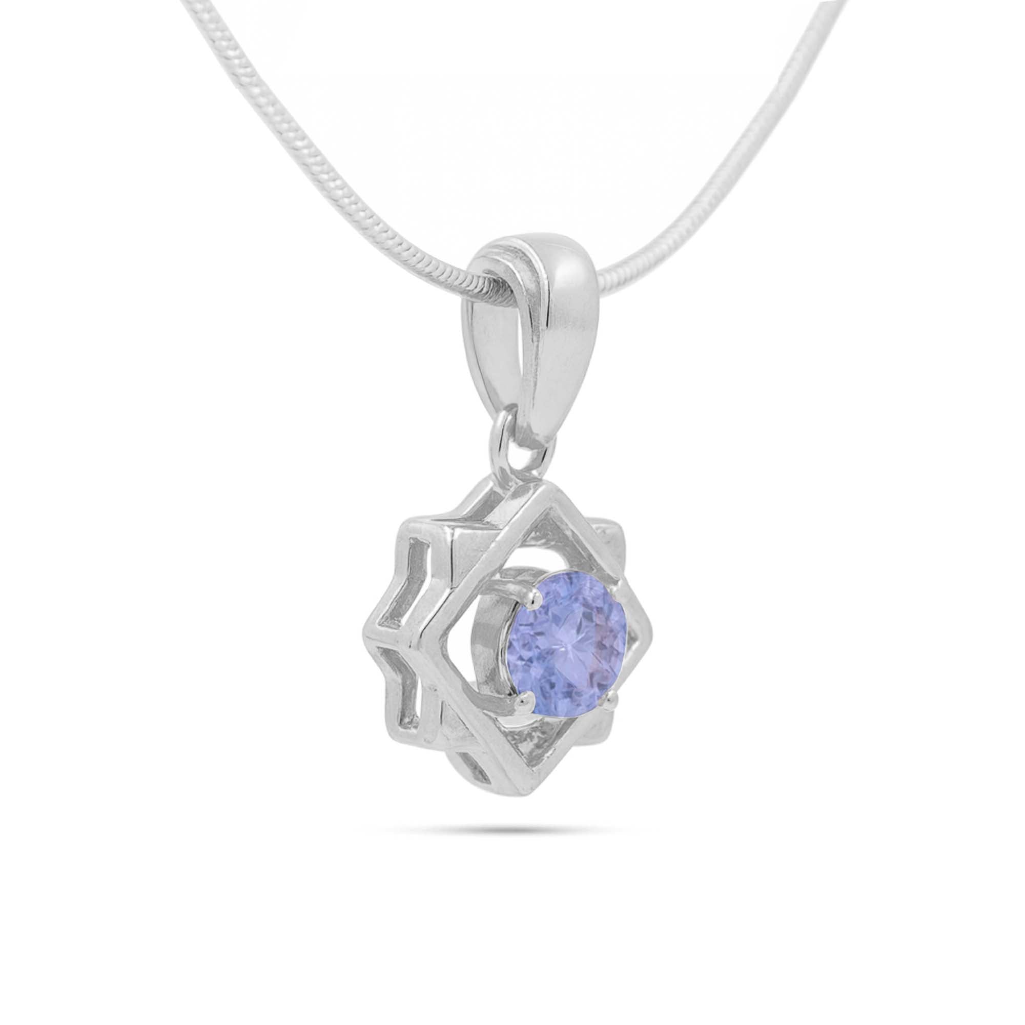 Tanzanite Round Pendant with Prong Setting