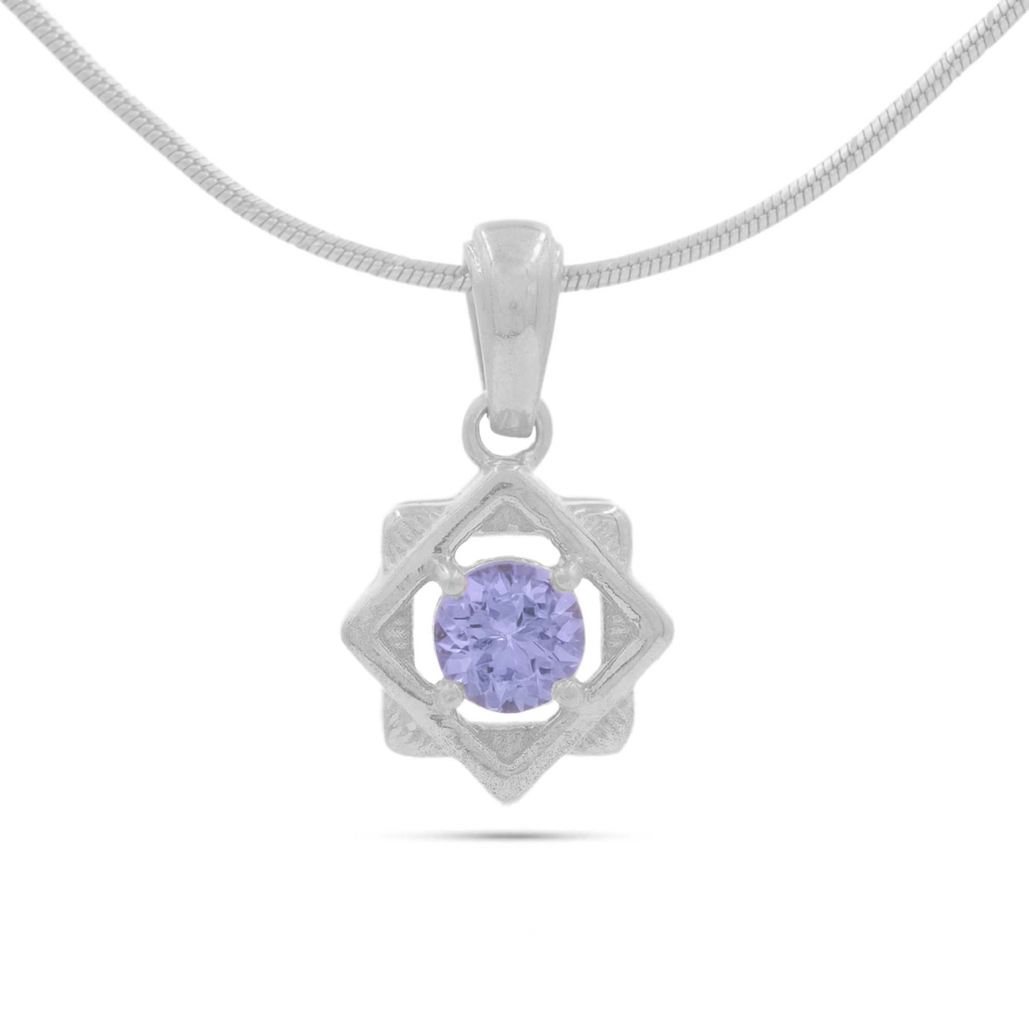 Tanzanite Round Pendant with Prong Setting