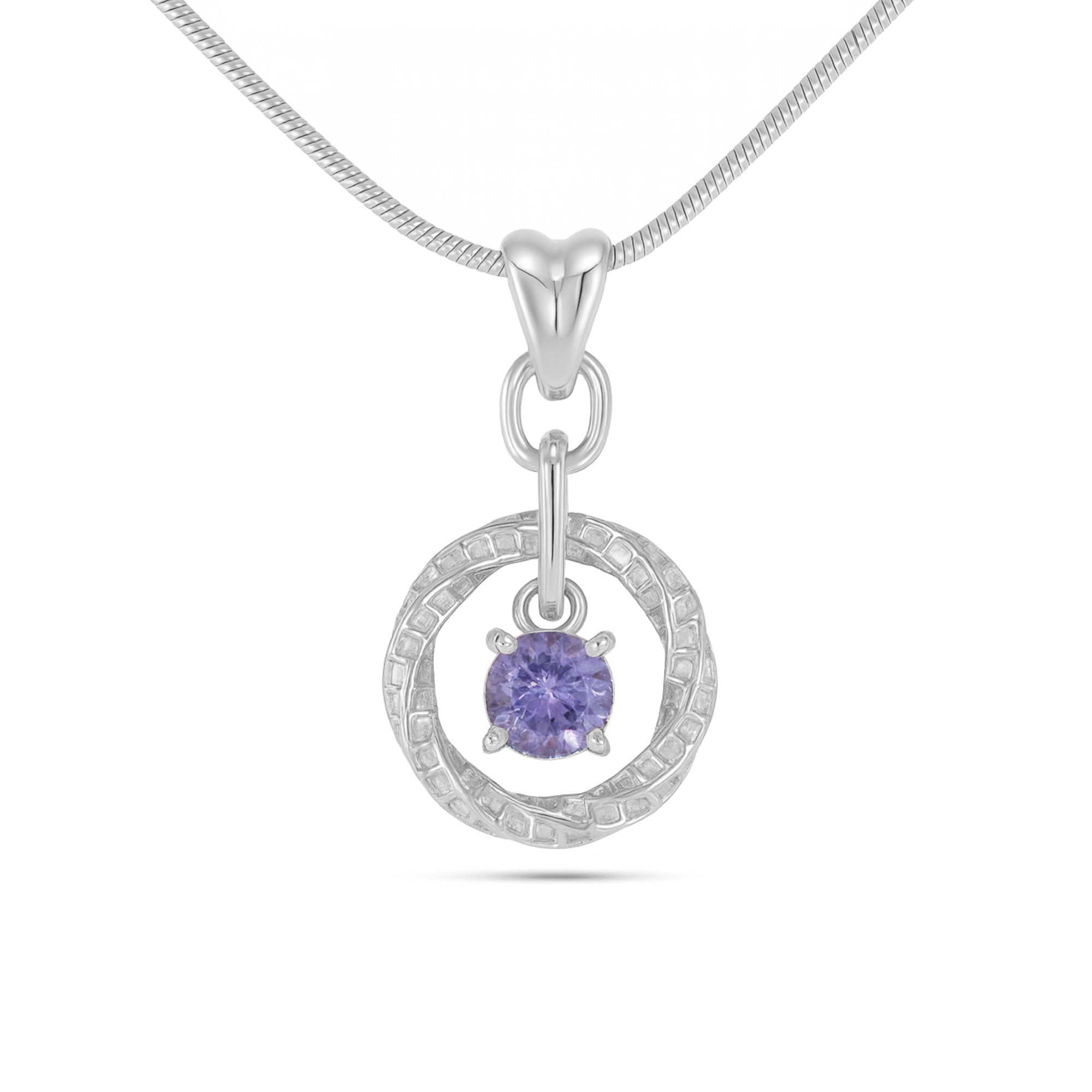 Tanzanite Round Pendant with Prong Setting