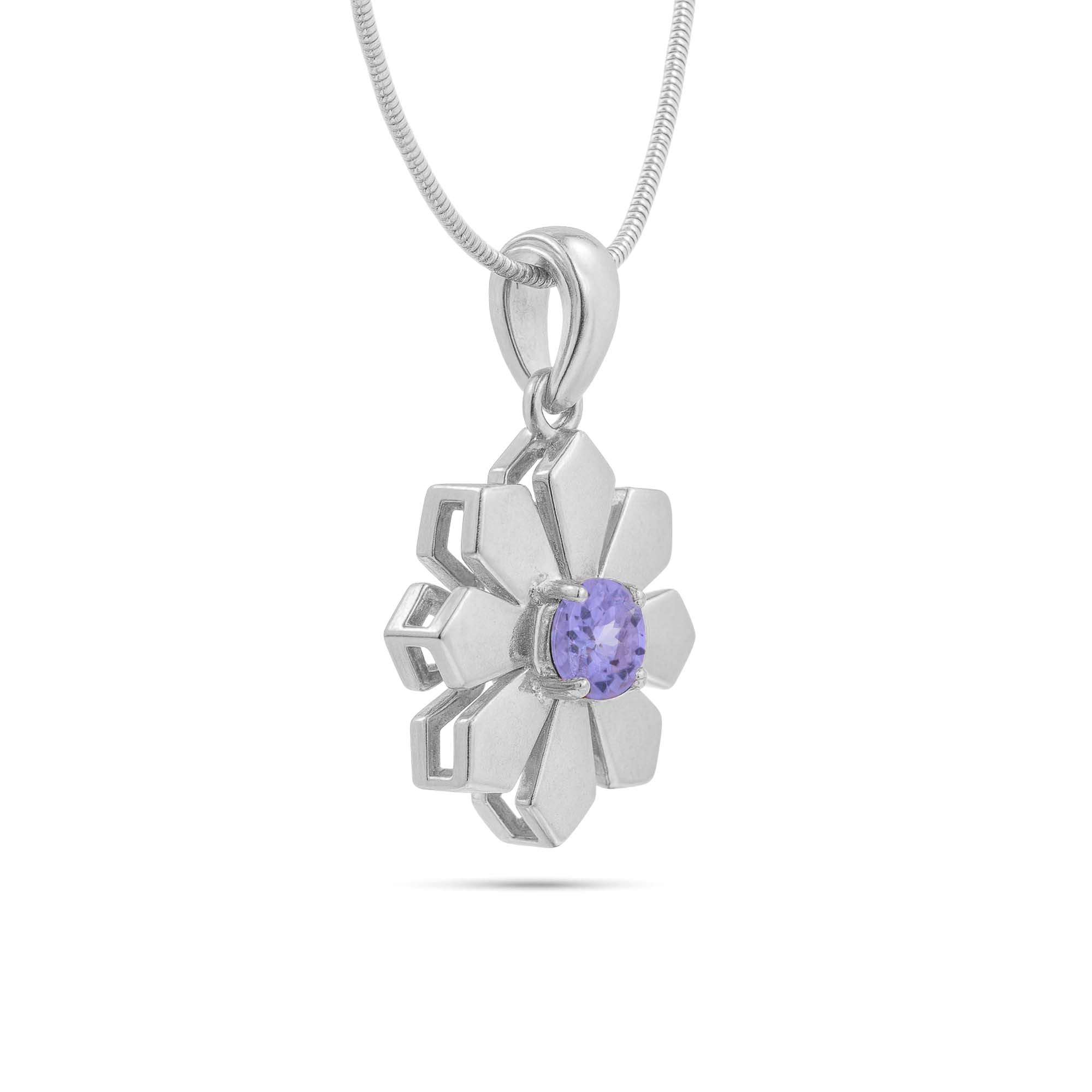 Tanzanite Round Pendant with Prong Setting