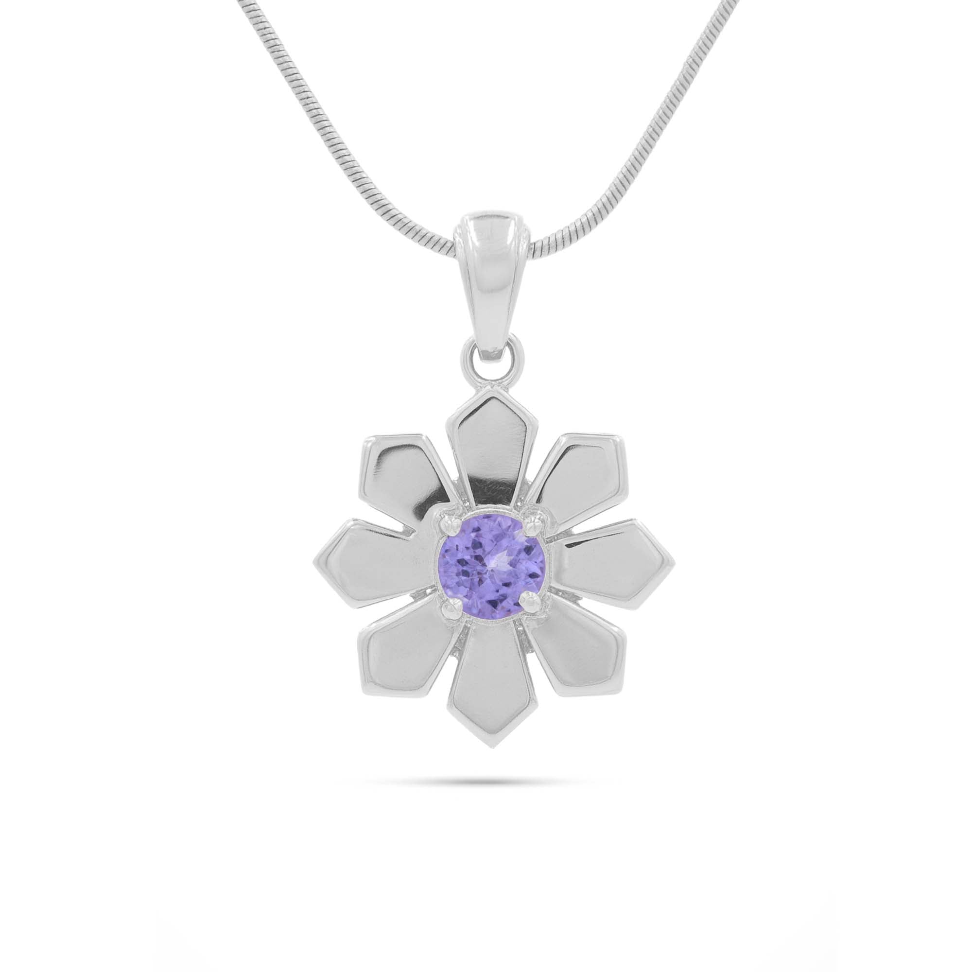 Tanzanite Round Pendant with Prong Setting
