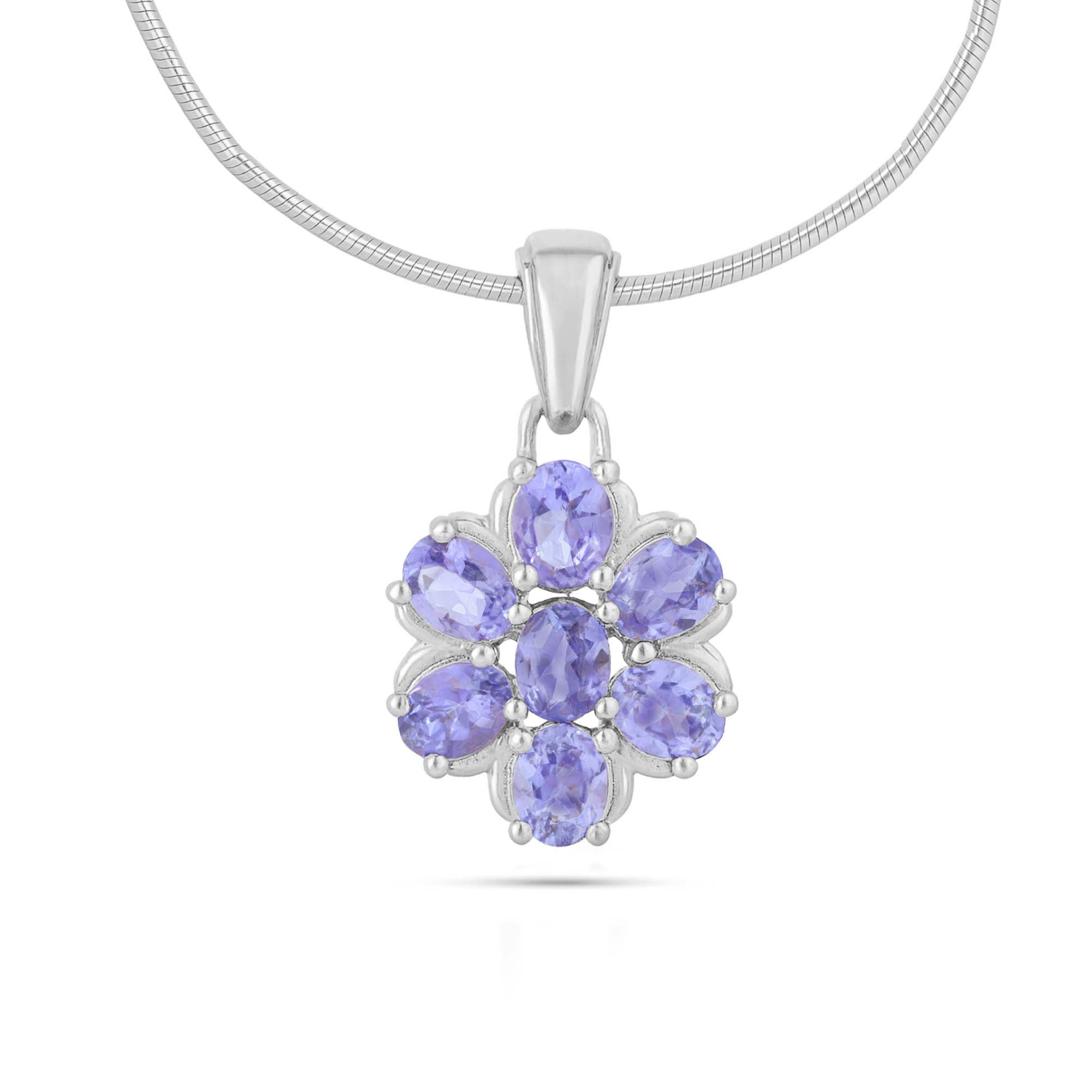 Tanzanite Oval Pendant with Prong Setting