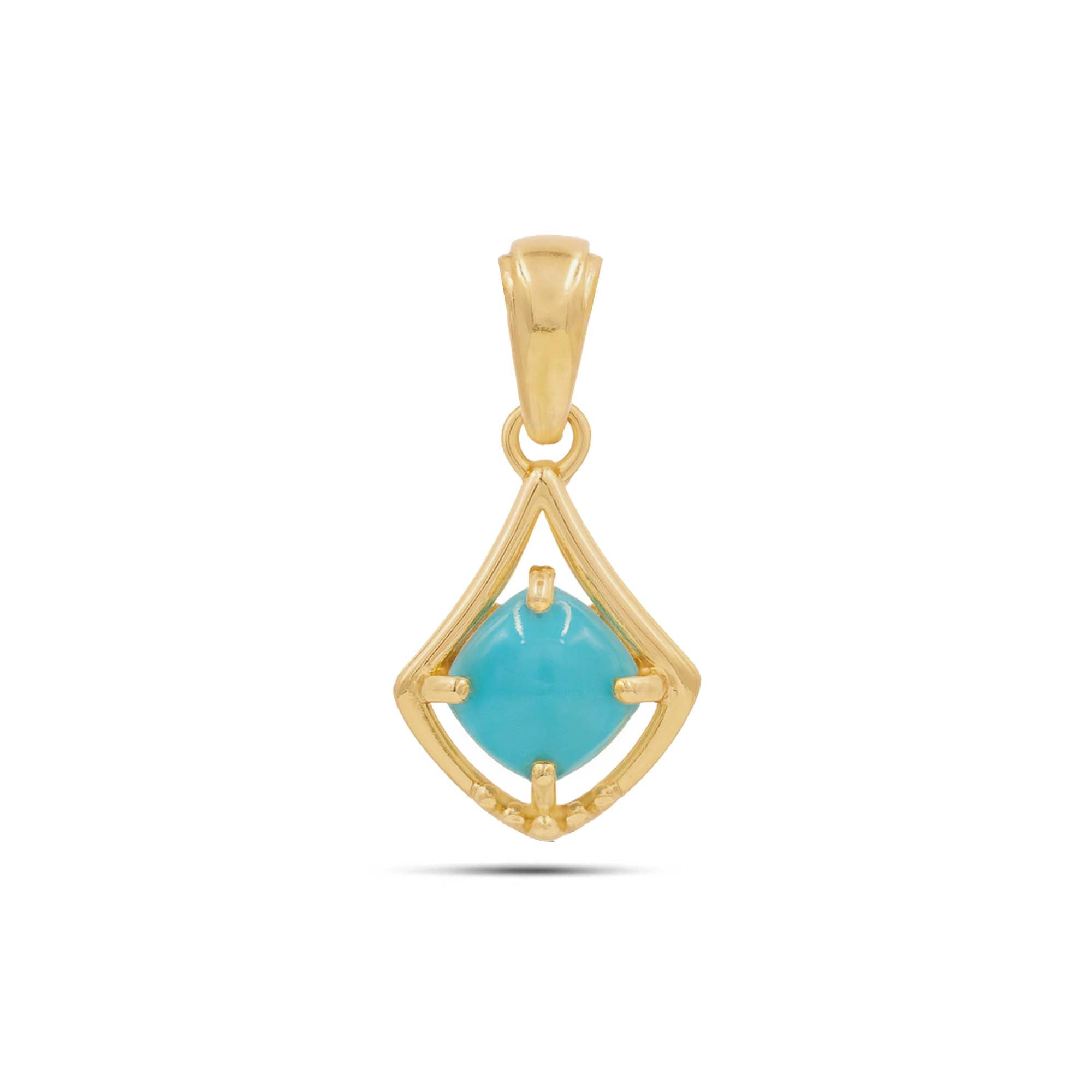 Turquoise Cushion Pendant with Prong Setting