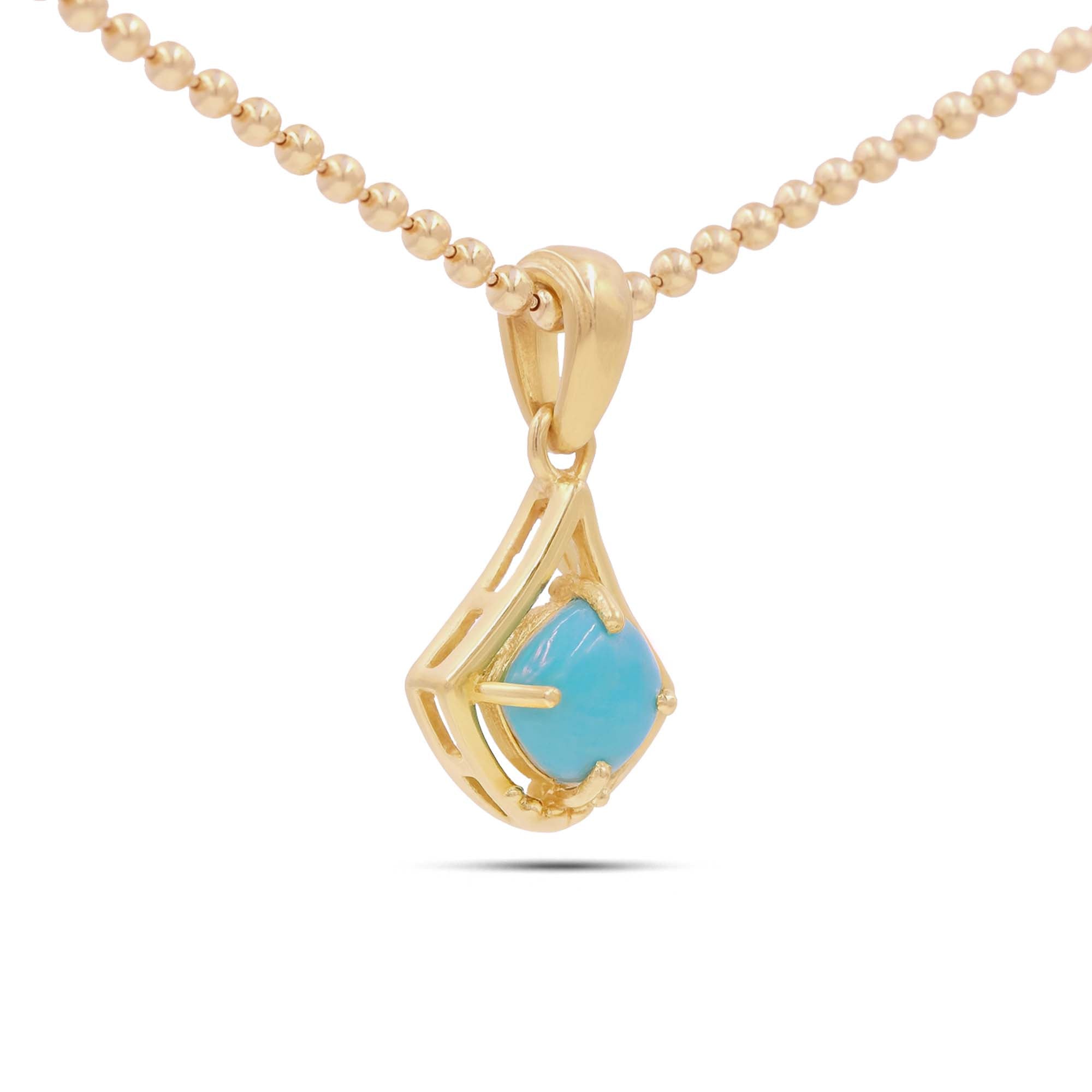 Turquoise Cushion Pendant with Prong Setting