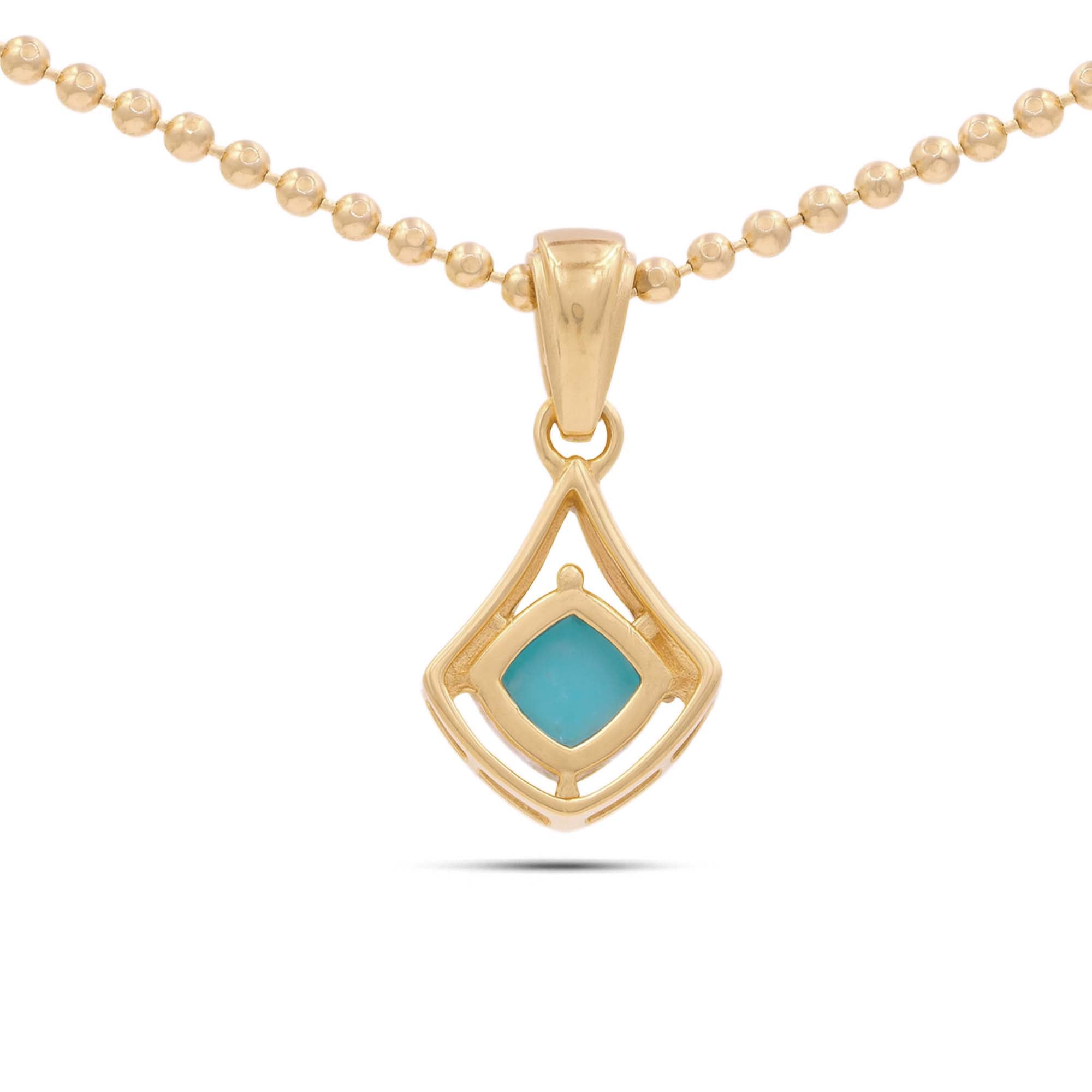 Turquoise Cushion Pendant with Prong Setting