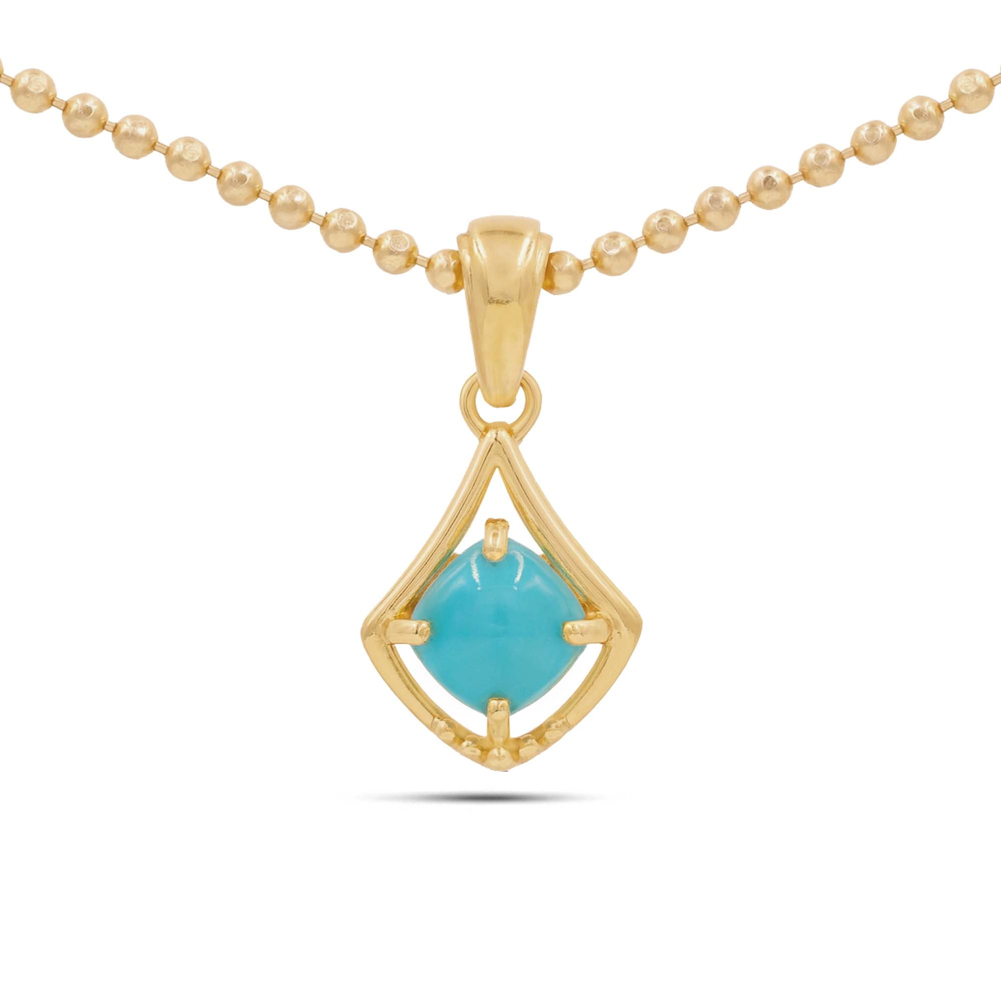 Turquoise Cushion Pendant with Prong Setting