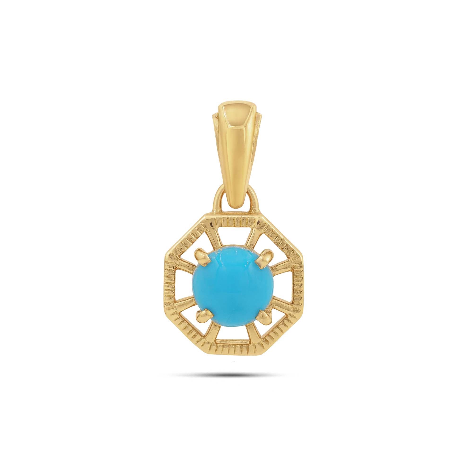Turquoise Round Pendant with Prong Setting