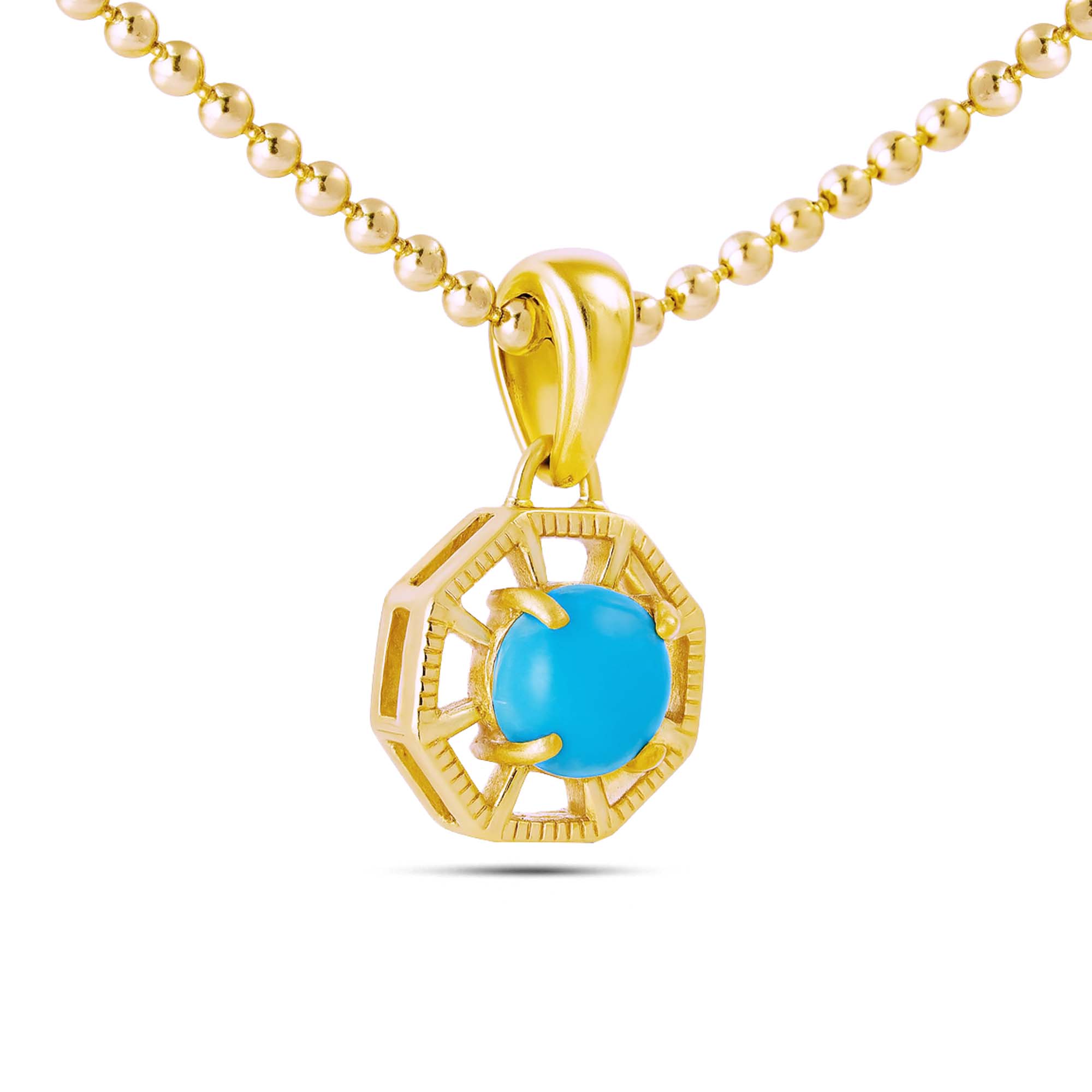 Turquoise Round Pendant with Prong Setting