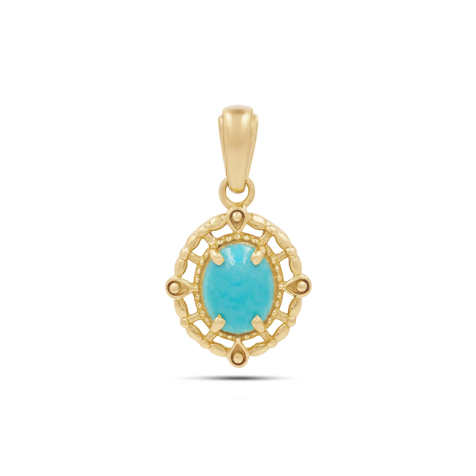 Turquoise Oval Pendant with Prong Setting