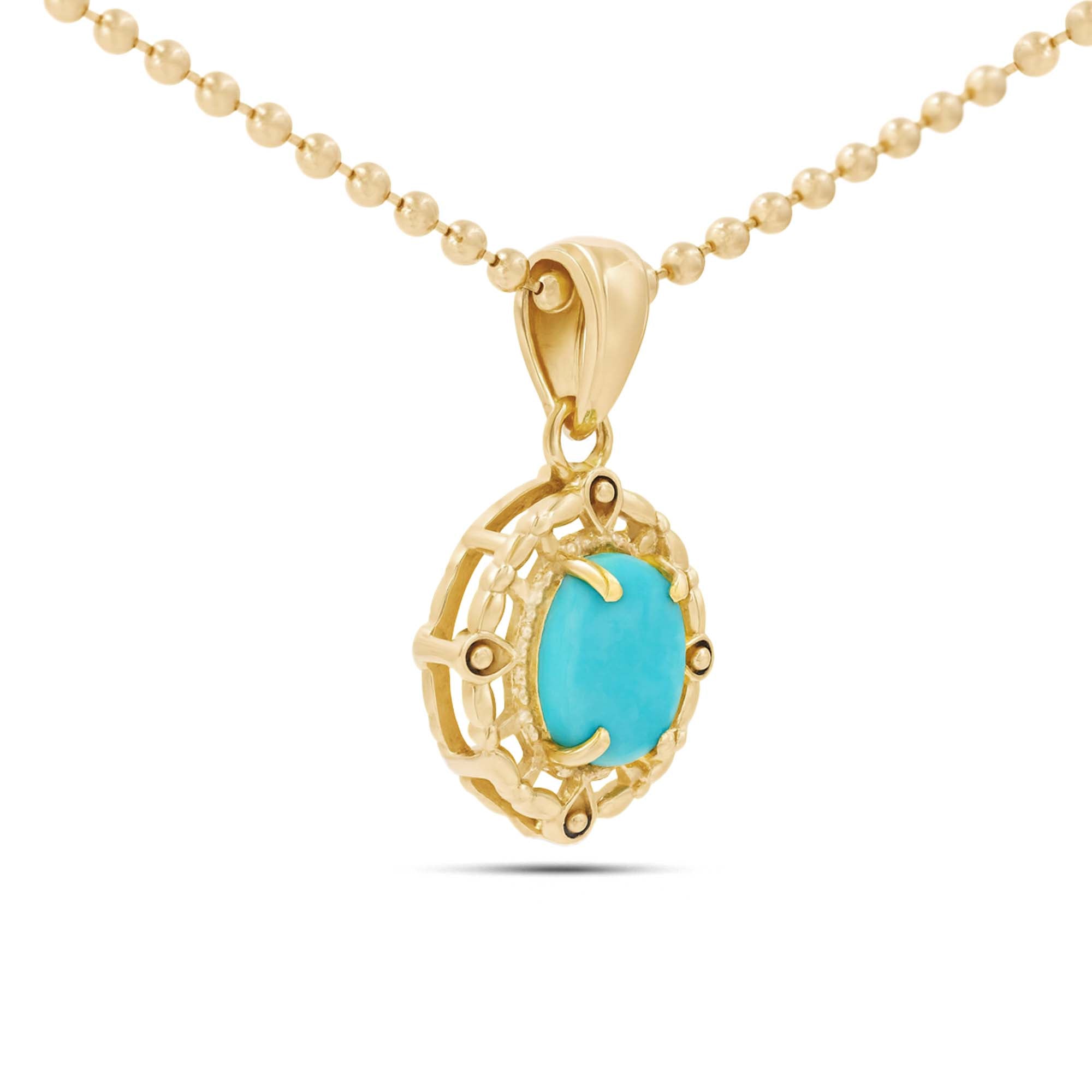 Turquoise Oval Pendant with Prong Setting