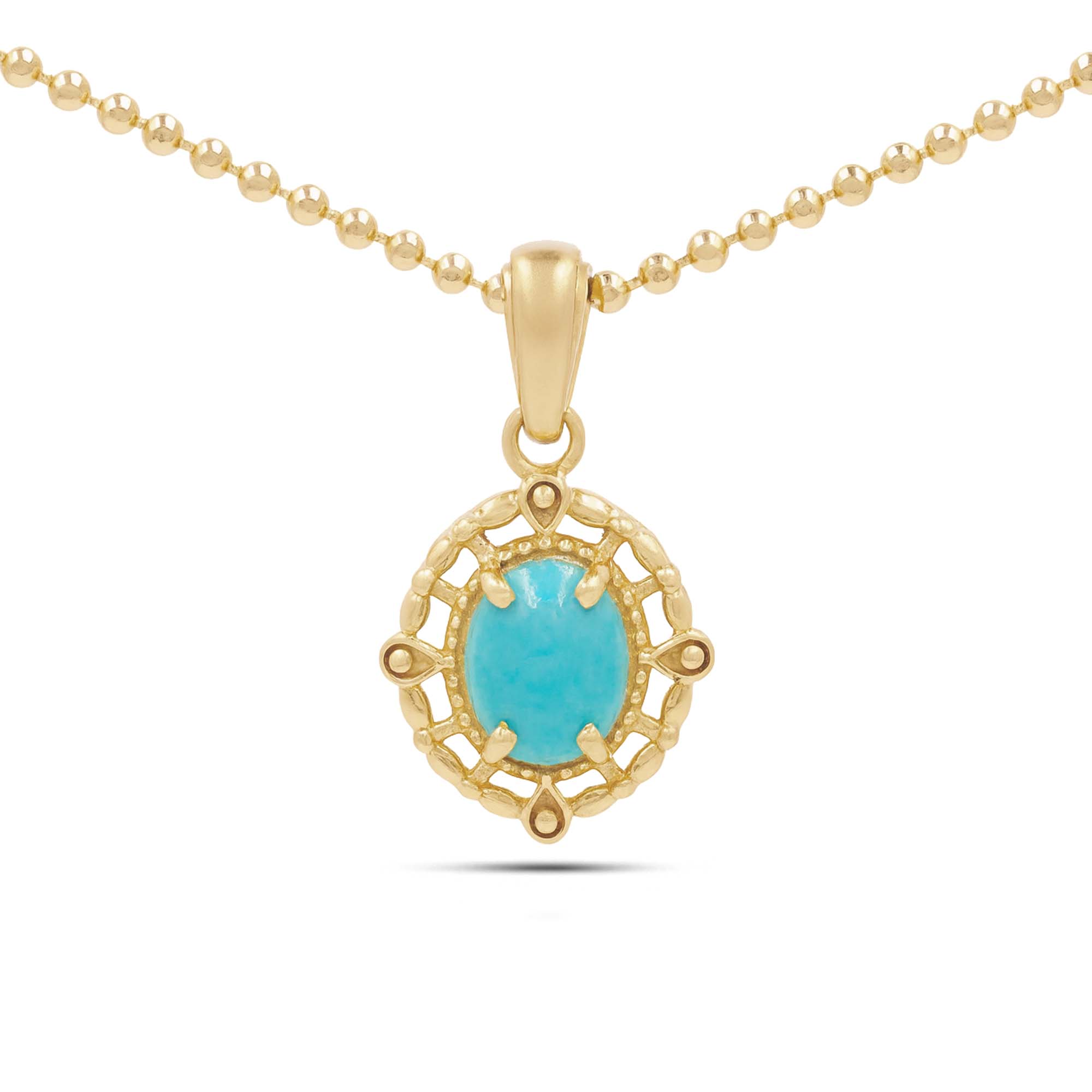 Turquoise Oval Pendant with Prong Setting