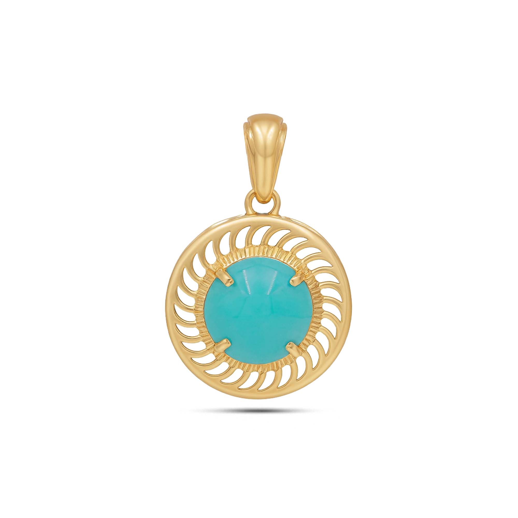 Turquoise Round Pendant with Prong Setting