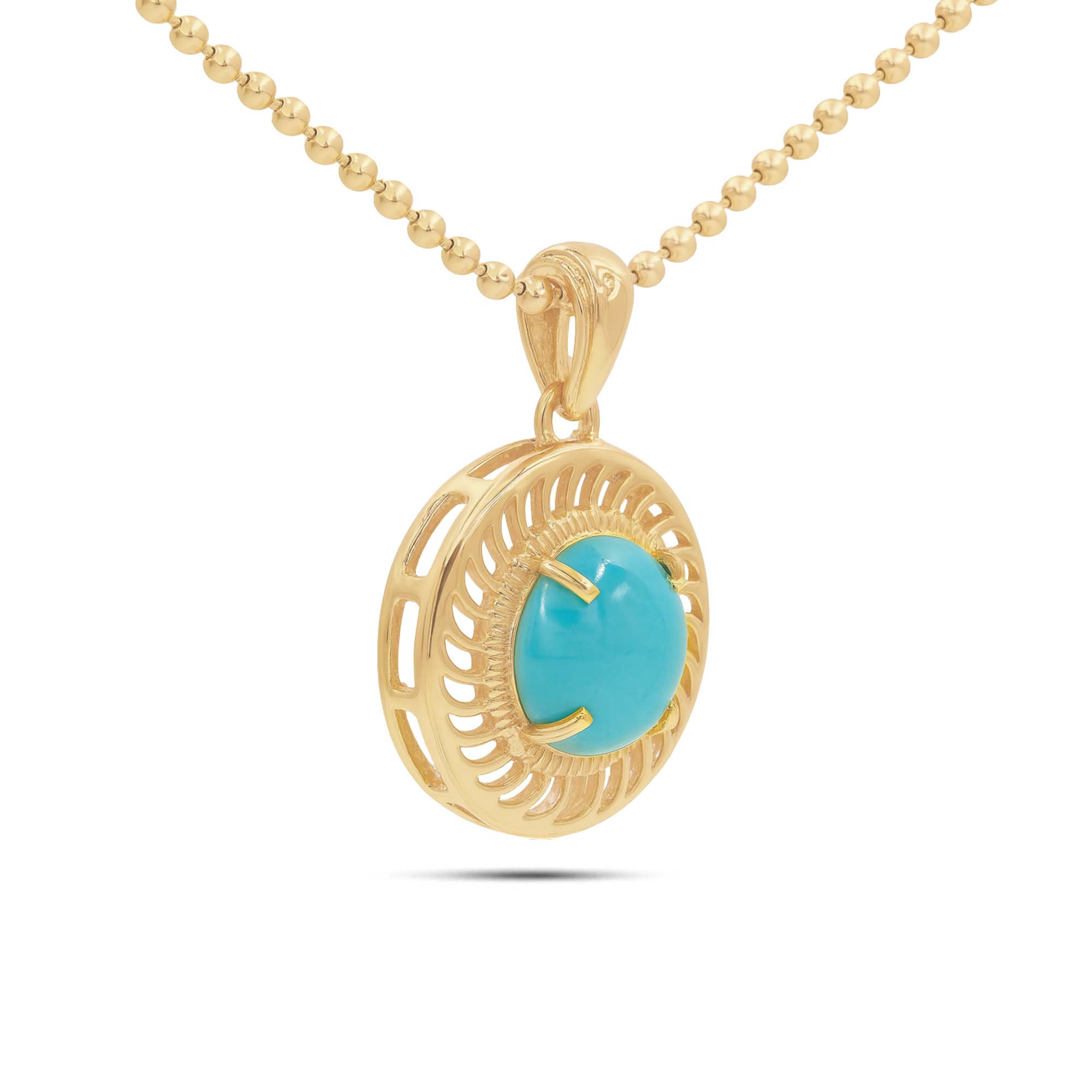 Turquoise Round Pendant with Prong Setting