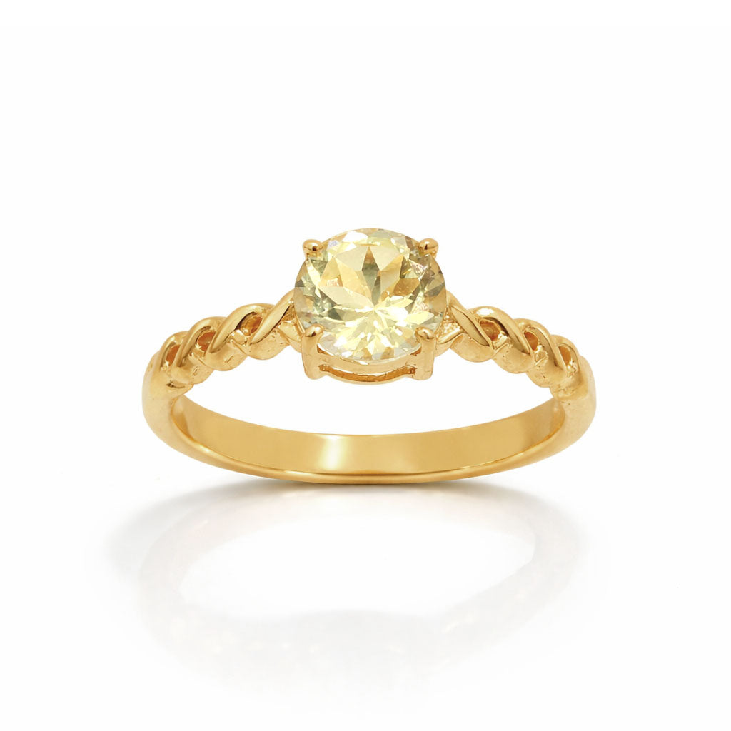 Yellow Aquamarine Round Cut Messy Band Design Designer Ring in 925 Sterling Silver