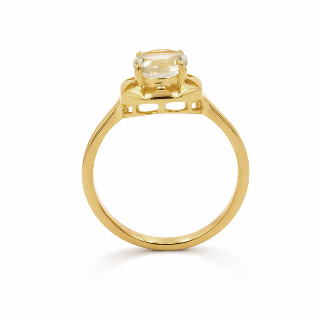 Yellow Aquamarine Round Cut Universal Pattern Designer Ring in 925 Sterling Silver