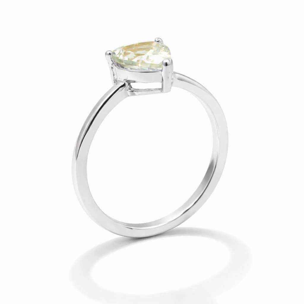 Yellow Aquamarine Pear Cut Solitaire Ring in 925 Sterling Silver Classic Minimal Design