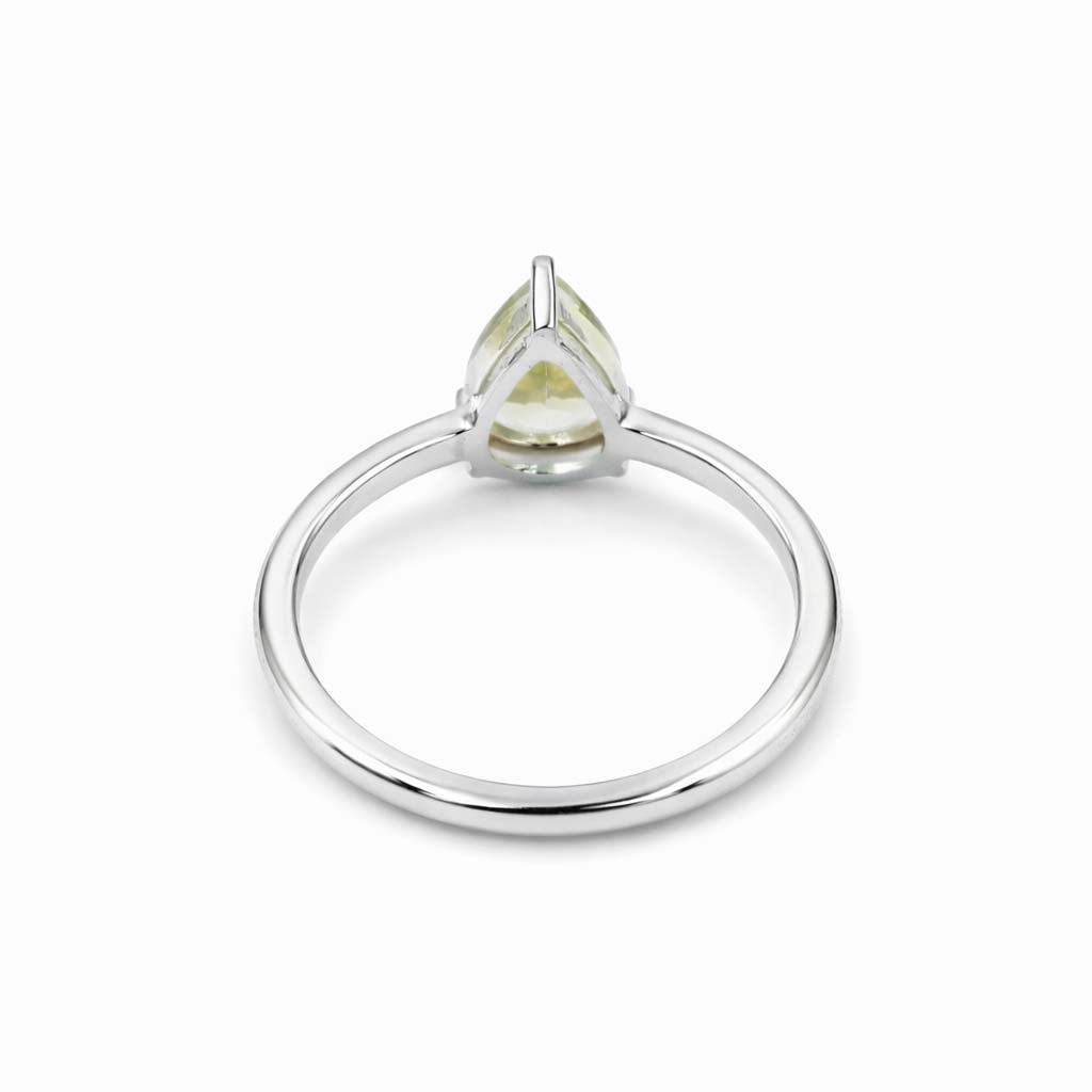 Yellow Aquamarine Pear Cut Solitaire Ring in 925 Sterling Silver Classic Minimal Design