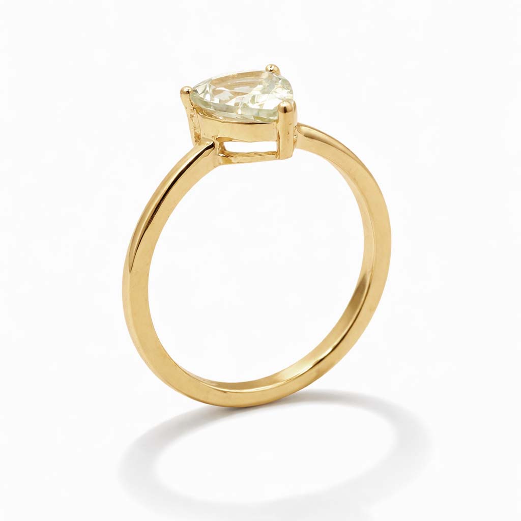 Yellow Aquamarine Pear Cut Solitaire Ring in 925 Sterling Silver Classic Minimal Design