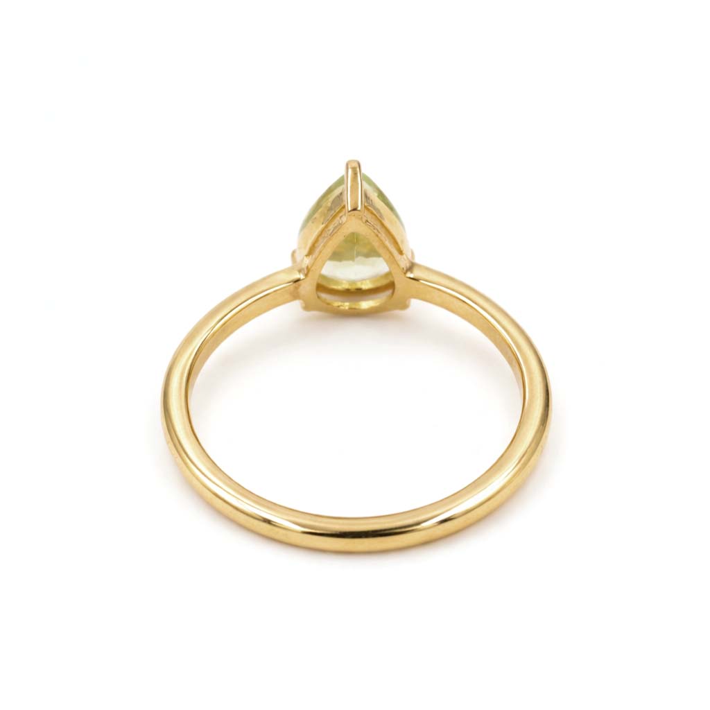 Yellow Aquamarine Pear Cut Solitaire Ring in 925 Sterling Silver Classic Minimal Design