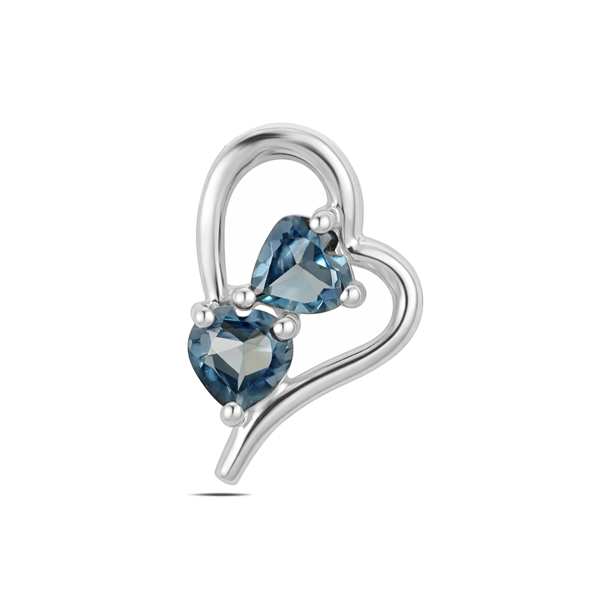 London Blue Topaz Heart Pendant with Prong Setting