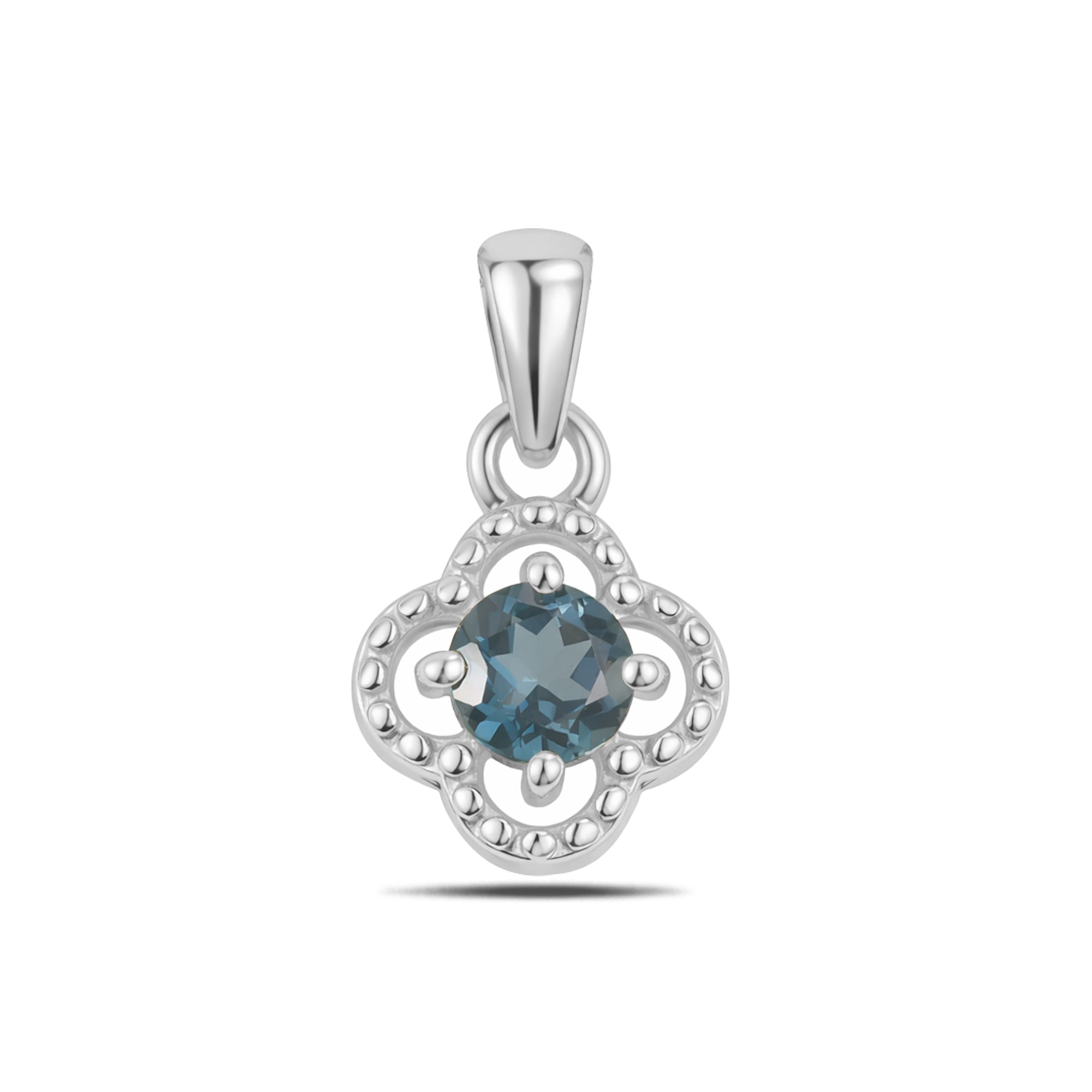 London Blue Topaz Round Pendant with Prong Setting