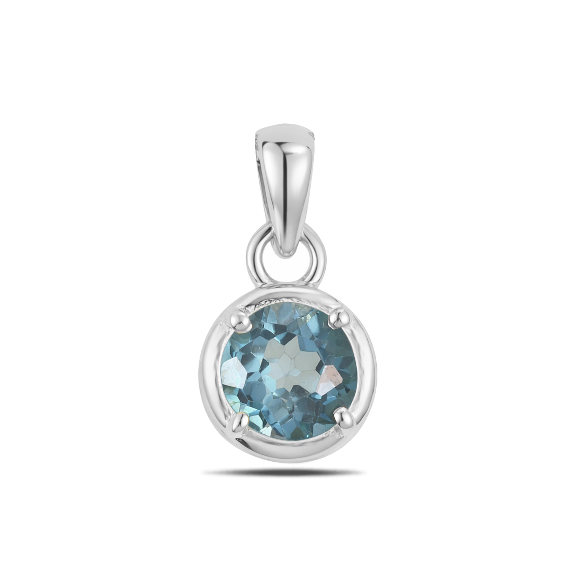 London Blue Topaz Round Pendant with Prong Setting