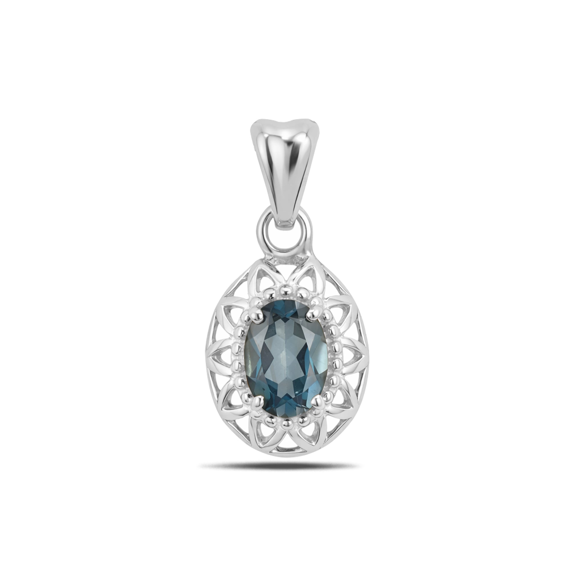 London Blue Topaz Oval Pendant with Prong Setting